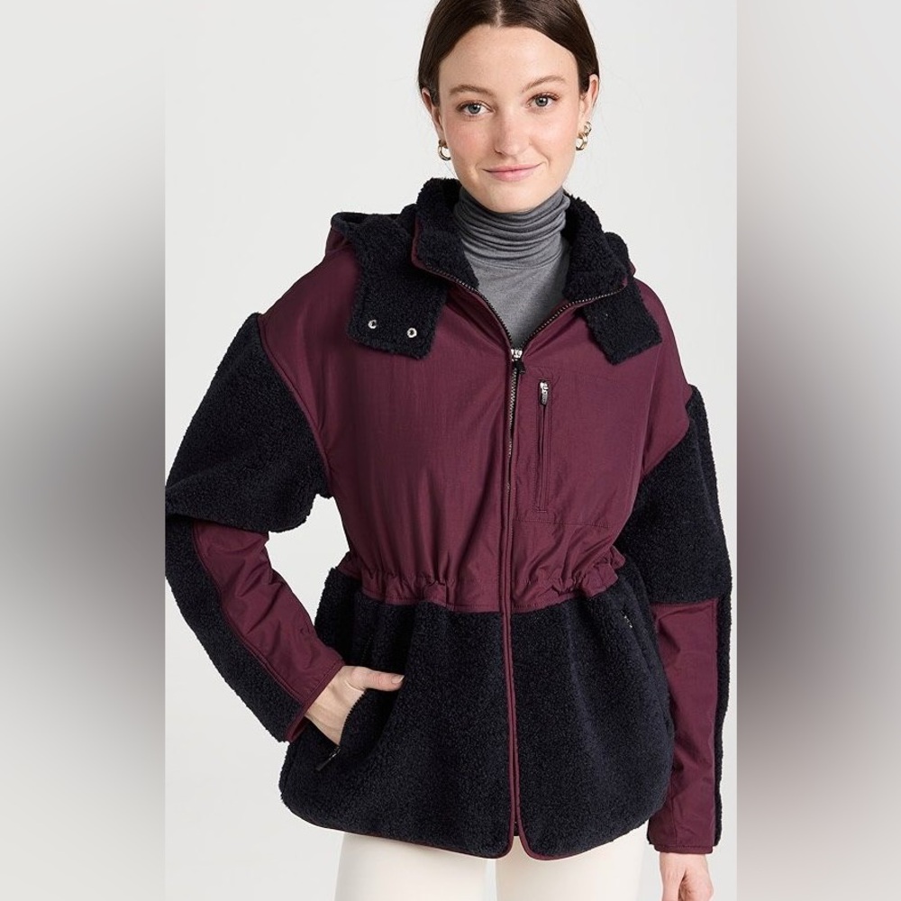 RARE Sweaty Betty Urban London Sherpa Maroon and Black Teddy Jacket